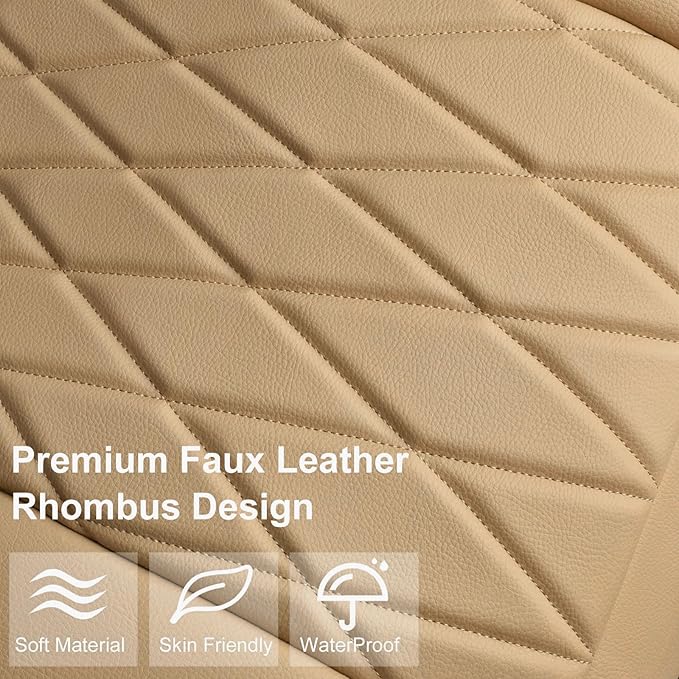 CAR PASS 2 Pack Leather Front Car Seat Covers, Bottom Seat Covers Full Wrapped with Storage Pocket, Anti-Slip Leather Seat Pr