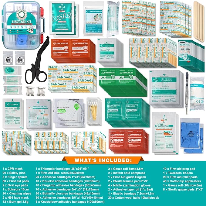 General Medi 420 Pieces Professional First Aid Kit - HardCase First Aid Box - Contains Premium Medical Supplies for Travel, H