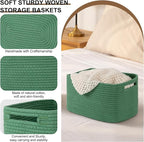 OIASKET Storage Baskets for Organizing, Woven Decorative Baskets for Shelves - Books, Towels, and Clothes, Cotton Rope Toy St