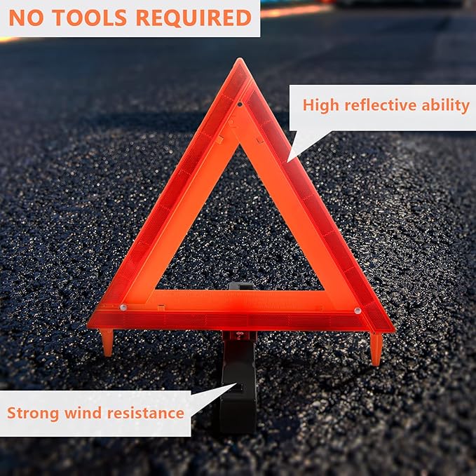 Safety Triangles DOT Approved, Standard Warning Triangles Enmergency Reflector, Emergency Triangles for Vehicles with Carry C