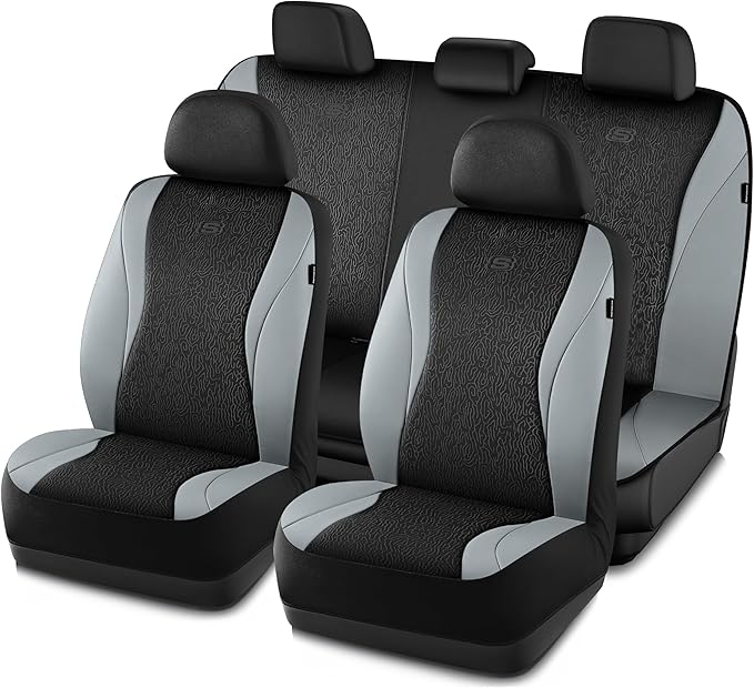 Skechers Car Seat Covers,Leather Seat Covers with GOGA Mat Technology,Waterproof Car Seat Covers Full Sets,Airbag Compatible,