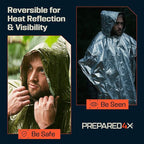 PREPARED4X Emergency Mylar Poncho – Survival Rain Poncho with Hood – Lightweight, Compact, Reusable Emergency Blanket Poncho 