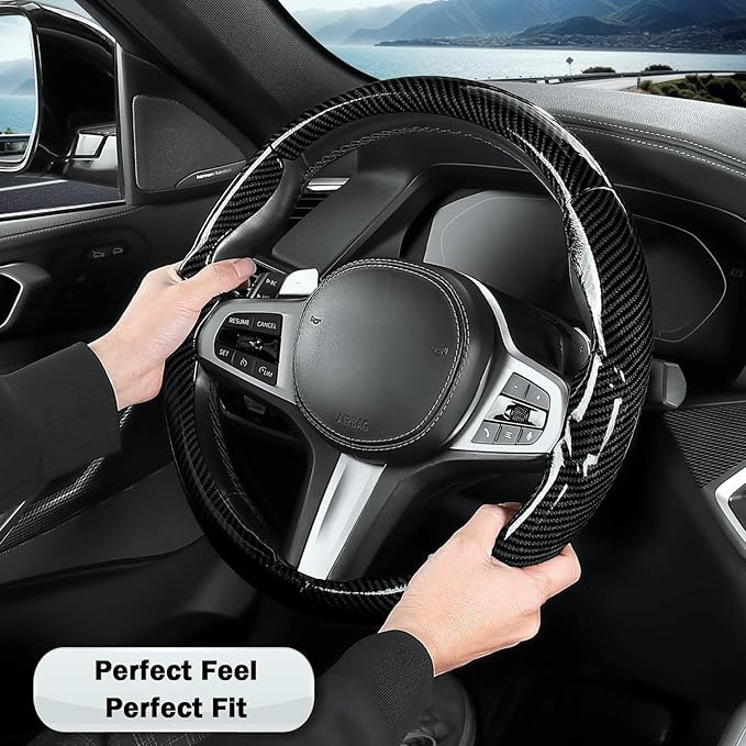 Steering Wheel Cover for BMW 3 4 Series(2021-2024) 5 Series(2020-2023) X5(2019-2020) X7(2020-2025) 328i 320i 330i 325i 528i 535i 530i M3 2 4 7 8 Series X3M X4 X6 XM M2 M4 M5 M8 Z4 i4, Glossy Black