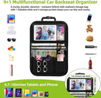 2PCS Backseat Car Organizer with Foldable Tray-9+2 Pockets Car Organizer and Storage,Car Seat Back Protector Road Trip Essentials Storage Caddy/Stuff for Cars/Truck/SUV Christmas Gifts