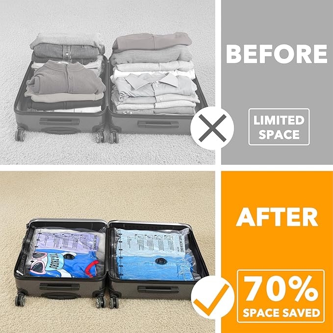 SpaceAid Travel Vacuum Bags for Luggage with Electric Pump, 18 Pack Vacuum Seal Bags for Clothing Travel, Space Saver Compres
