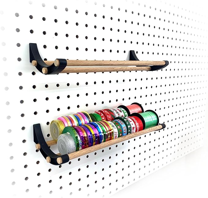 PEGGY Pegboard Accessory Hook and Dowel Organizer Storage for Tape, Steel Wire Spools, Ribbon, Crafts, Hobby, 12” kit (1PK Bl