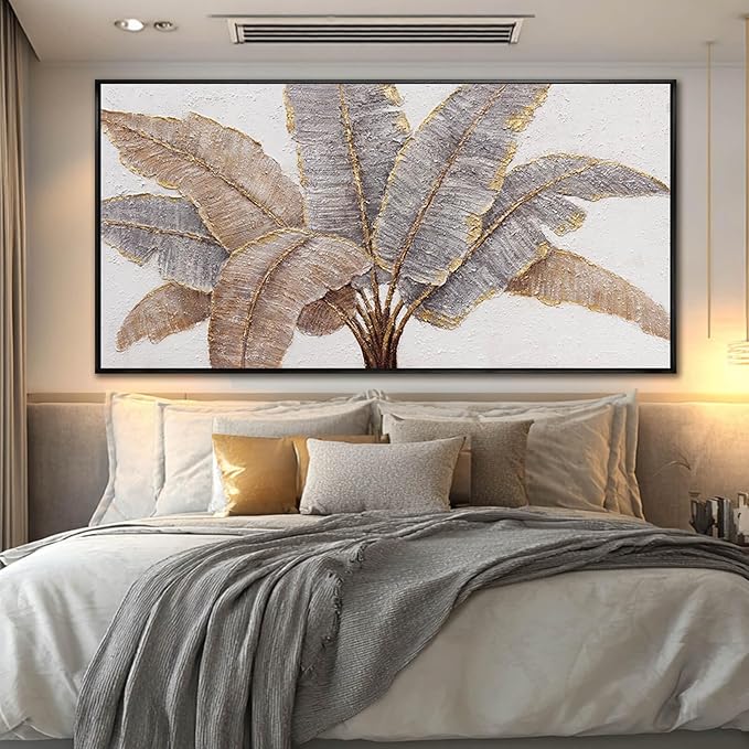 CHUDANHAO Plant Canvas Wall Art Contemporary Wall Decor Gold Pictures Textured Home Decorations 29"x58" Canvas Art for Living