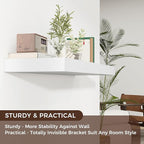 Floating Shelves for Wall, 40" W x 12" D x 2" H, 1 Pack of Long Wall Mounted Engineered Wood Shelves with Invisible Brackets 