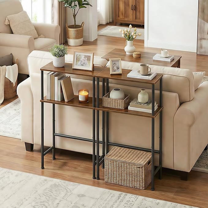HOOBRO Floating Shelves for Wall, 15.7" Entryway Table with Storage, Hanging Storage Shelf with Metal Brackets, Skinny Consol