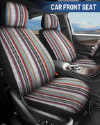 Baja Saddle Blanket Car Seat Covers Front Set with Seat Belt Pads, Washable Breathable Striped Woven Cloth Seat Covers for Ca
