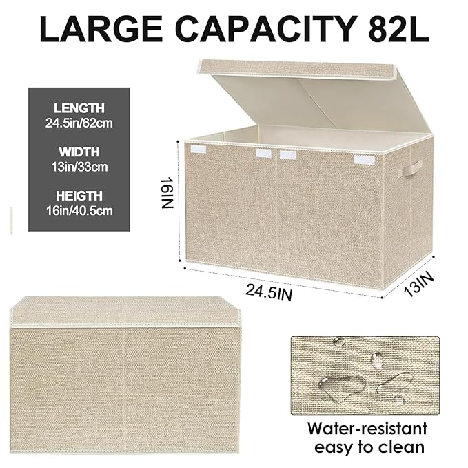 VERONLY Large Toy Box Chest Storage with Lid - Collapsible Kids Toys Boxes Organizer Bins Baskets with Handles for Boys, Girl