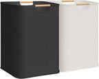 STORAGE MANIAC 2-Pack Large Laundry Hamper, 100L (26.4 Gal) Collapsible Laundry Basket with Bamboo Handles, Freestanding Wate