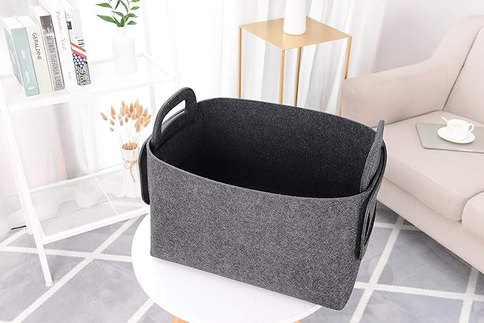 Storage Basket Felt Storage Bin Collapsible& Convenient Box Organizer with Carry Handles for Office Bedroom Closet Babies Nur