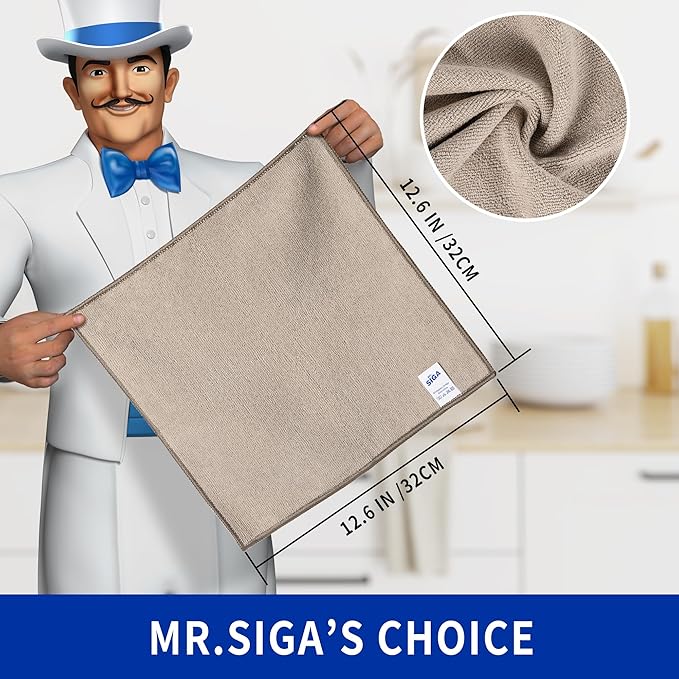 MR.SIGA Microfiber Cleaning Cloths, All-Purpose Surface Microfiber Towels, Streak Free Cleaning Rags, Pack of 12, Wheat, Size