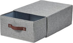 Closet Drawer Organizer Stackable Fabric Storage Boxes Bins Baskets with Lid PU Leather Handles Foldable Washable Cotton Line