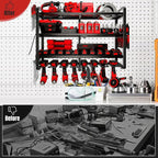 Large Power Tool Organizer Wall Mount, 4 Layer Heavy Duty 8 Cordless Drill Holder Tool Storage Rack, Load 400lbs Utility Powe