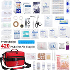 Premium 420 Piece Large First Aid Kit for Home, Car, Travel, Camping, Truck, Hiking, Sports, Office, Vehicle & Outdoor Emerge