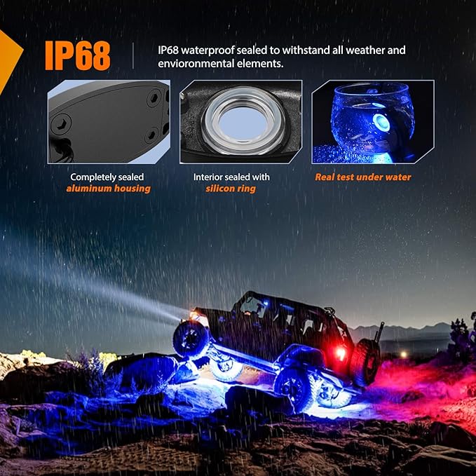 Nilight LED Rock Light 6PCS Underglow Wheel Well Pods Waterproof Exterior Underbody Roof Rack Side Lamps for Car Truck Pickups ATV UTV SUV Motorcycle Boat, Blue Color