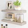 Fun Memories Floating Shelves for Wall, 24 Inch Floating Shelves Set of 2, Hanging Shelf with Invisible Brackets, Wood Shelve