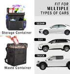 Cute Car Trash Can with Lid – Multipurpose Collapsible Trash Bin for Car, Leak-Proof Organizer, Waterproof Garbage Can with Storage Pockets & Adjustable Straps, 2 Gallons (Black Leopard)