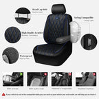 CAR PASS Piping Luxury Leather Seat Covers Full Set,5 Seats Anti-Slip Waterproof Seat Covers Compatible with Front Armrests,U