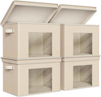 Univivi Foldable Fabric Storage Boxes Large Storage Bins with Lids [4-Pack] Collapsible Storage Cubes Organizer Containers Or