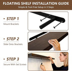 IEO Long Wooden Floating Shelves for Room Wall, Natural Wood Floating Shelves Wall Mounted Kitchen Shelf for Living Room, Bed