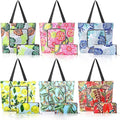 Cunno 6 Pcs Reusable Foldable Grocery Bags, Large Capacity Shopping Bag with Zipper Handle, Waterproof, Women