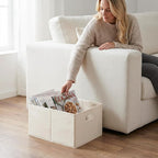StorageWorks Fabric Storage Bins for Shelves, Closet Organizers and Storage Baskets, Collapsible Storage Bins with Cutout Han