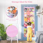 Woodoulogy Hanging Stuffed Animal Storage, Over Door Large Plush Toy Organizer with Metal Hook, Baby Accessory Holder Idea fo