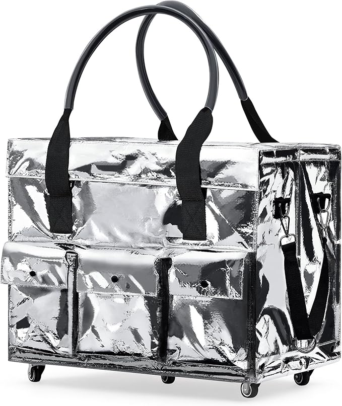 tobyto Reusable Grocery Bag on Wheels, 105L Foldable Rolling Tote, Shopping Trolley 66LBS Capacity - Water-Resistant for Laun