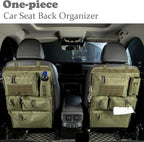 6 Pack Tactical Molle Car Seat Back Organizer - Tactical Vehicle Panel Organizer with 5 Detachable Molle Pouch,US Flag Patch