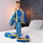 Kids Packing Cubes Compression, Luggage Packing Organization Cubes 4 Pack, Blue, 1 Small, 2 Medium, 1 Large, ocean blue