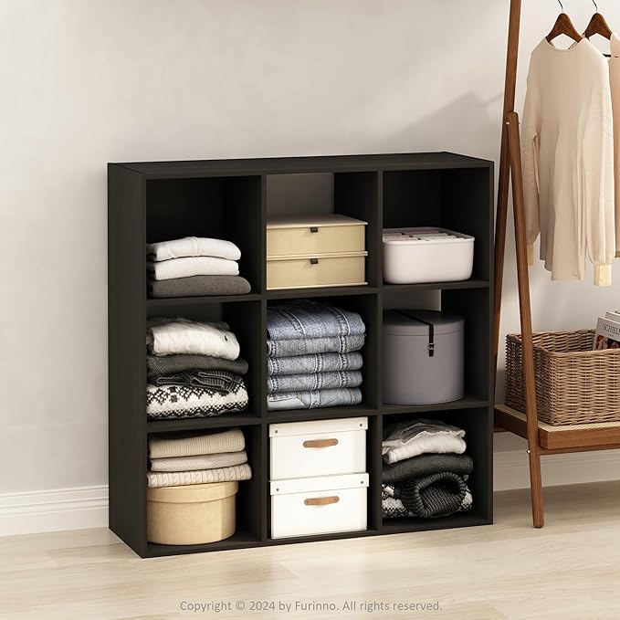 Furinno PELLI Closet Organizers and Storage, 9-Cube Closet Organizer, Open Shelf Closet Storage, for Wardrobe, Bedroom, Livin