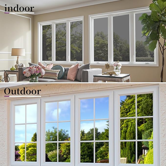 Niviy Window Tint Car One Way Mirror Window Film with Installation Tools, Sun UV Blocking Heat Control and Daytime Window Film See Out Not in for Home Office (Black-Silver, 23.6 x 78.7 inch)