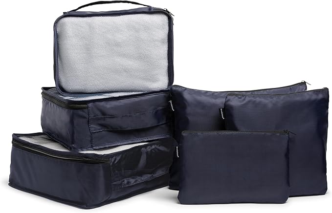 Brookstone Packing Cubes - 6 Piece Compression Packing Cubes for Travel Essentials - Luggage Sets Cube Storage Organizer Bags