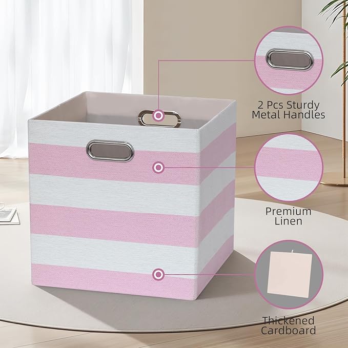 13x13x13 Storage Cube Bins, Foldable Storage Cubes Cubby Baskets Organizer Cloth Bins for Cube Storage Organizing Shelf Close