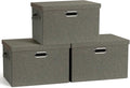 Graciadeco Large 17" 36 Quart Collapsible Stackable Storage Bins with Lids, 3 Packs Dark green Foldable Fabric Closet Storage