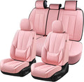 Coverado Car Seat Covers Full Set, Seat Covers for Cars, Pink Car Seat Protector Waterproof, Nappa Leather Car Seat Cushion, 