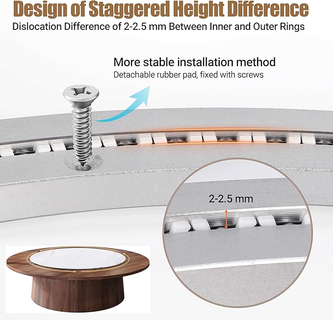 18 Inch Lazy Susan Heavy-Duty Aluminium Alloy Rotating Bearing Lazy Susan Hardware- Mute Bearing Turntable Ring Hardware for 