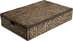 happimess BSK2015B Holden 30" Classic Costal Hand-Woven Hyacinth Wicker Under Bed Storage Basket with for Storage and Decorat