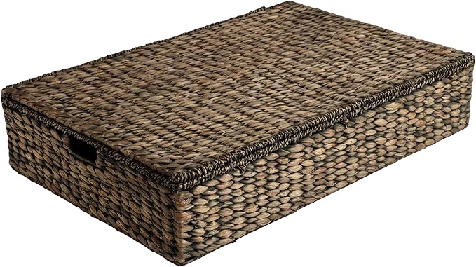 happimess BSK2015B Holden 30" Classic Costal Hand-Woven Hyacinth Wicker Under Bed Storage Basket with for Storage and Decorat