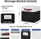 FinishingBo 6-Pack Storage Cubes with Handles & Label Holders Basket, Closet Cube Home Organizer Bins(White/Black, 10.5 x 10.