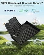3W Floor Mats & Cargo Liner with Backrest Mats for 2025-2020 Kia Telluride 7&8 Seats, TPE All Weather Custom Fit Floor Liners with Full Set Kia Telluride Floor Mats & Trunk Mats Accessories, Black