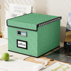 Huolewa File Organizer Box with Lid, Collapsible File Folder Organizer for Office Document Storage, Filing Box with Plastic S