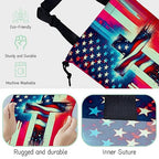 American Flag Cross Car Garbage Bag,Waterproof Small Car Trash Bag Hanging Back of Seat,Drawstring Hanging Car Trash Bag with Adjustable Buckle for Car Accessories