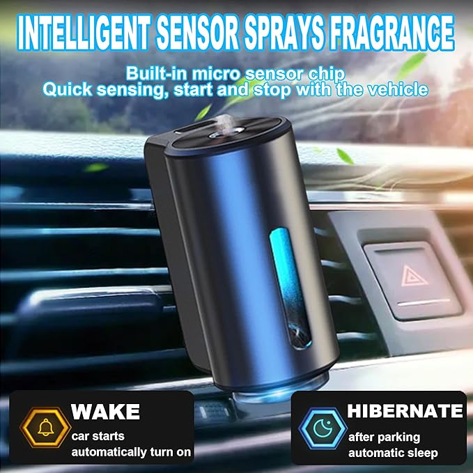 Smart Car Air Freshener, Car Air Freshener Diffuser, Rechargeable Cars Aroma Diffuser, 3 Levels of Adjustable Intelligent Car