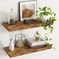 Fun Memories Floating Shelves - 2 Pack 9.3 Inch Deep Rustic Wooden Wall Shelves - Wall Mounted Storage Shelf with Invisible B