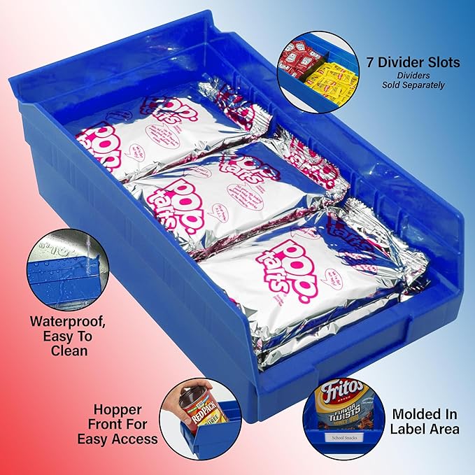 Akro-Mils 30130 Plastic Shelf Bins, Heavy Duty Storage Bins for Garage, Closet, and Drawer Organization, 12" x 6-1/2" x 4", B