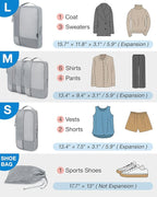 BAGSMART Compression Packing Cubes for Travel, 6 Set Packing Cubes for Carry on Suitcases, Compression Travel Cubes & Suitcas